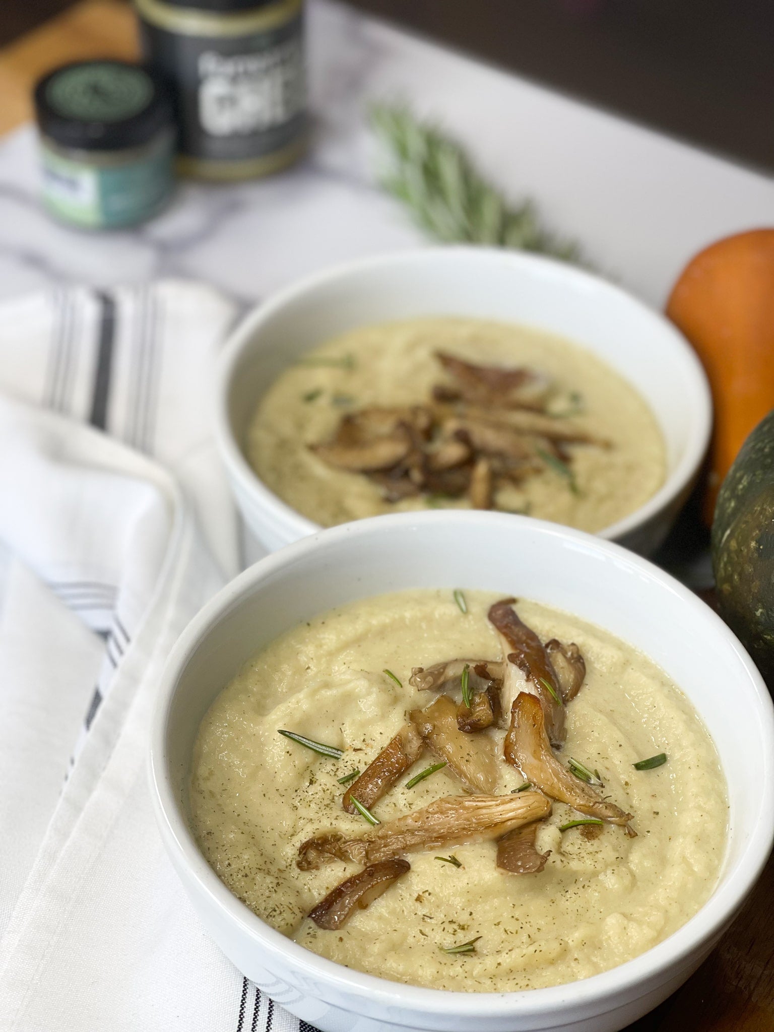 Celery Root Bisque with Sautéed Mushrooms