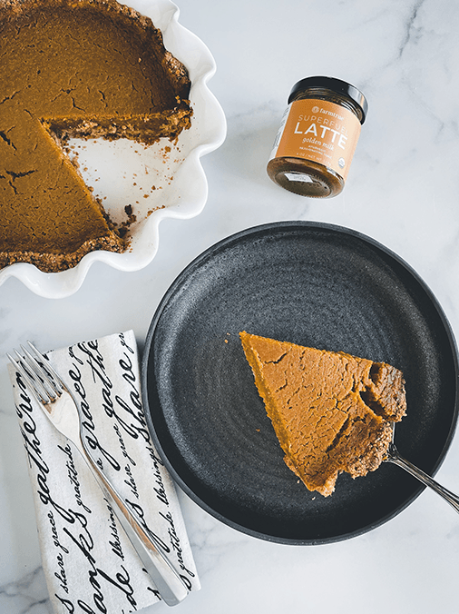 🥧 Gluten-Free Pumpkin Pie with Turmeric Golden Milk Latte