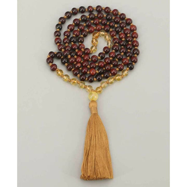 Mala Bead Necklace - Rosewood and Citrine